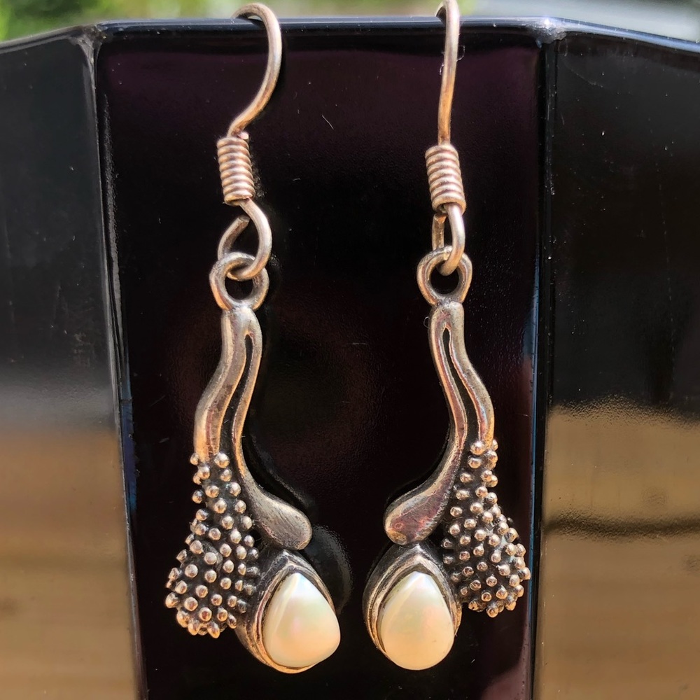 - Tibetan Pearlized Gem Drop Earrings! NEW!